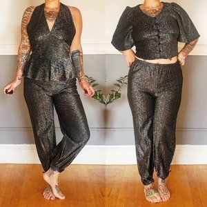 70s Three Piece Tinsel Lurex Set w/ Genie Pants